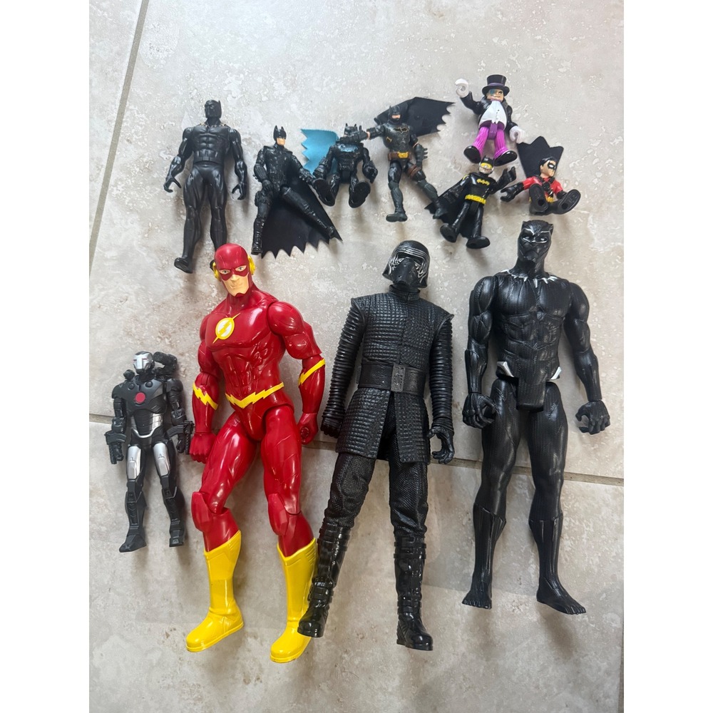 Marvel DC Star Wars Action Figure Lot Flash Batman Kylo Ren Black Panther 10pc